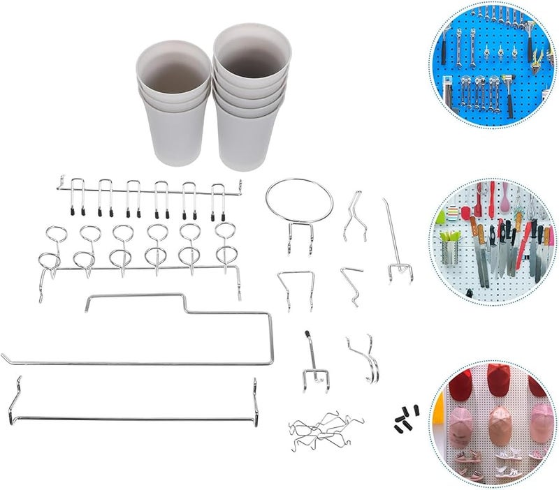 خطافات متنوعة مستديرة للوحة الأوتاد لتنظيم الأدوات المثبتة على الحائط في ورشة العمل والمرآب - Image 3