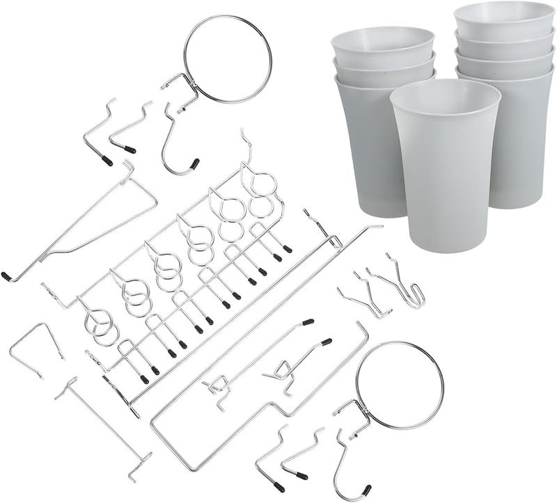 خطافات متنوعة مستديرة للوحة الأوتاد لتنظيم الأدوات المثبتة على الحائط في ورشة العمل والمرآب - Image 2