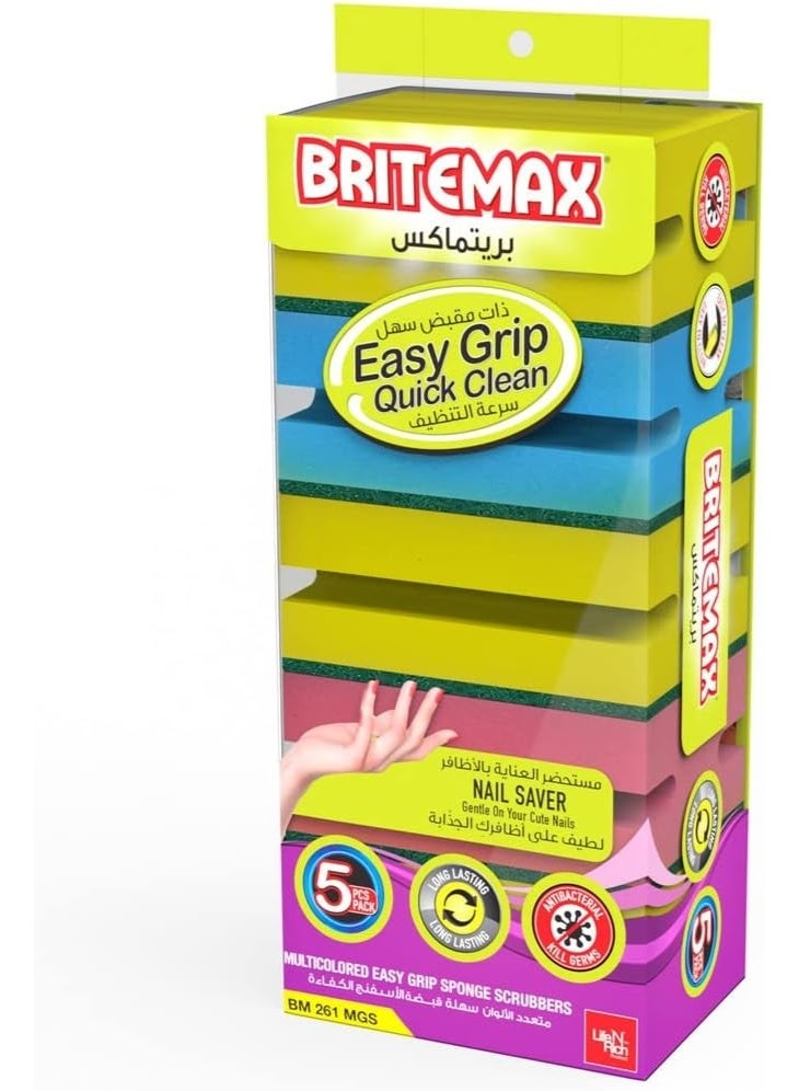برايتماكس ليفة تنظيف إسفنجية متعددة الألوان من برايت ماكس - 5 قطع - SP-G305 - Image 1