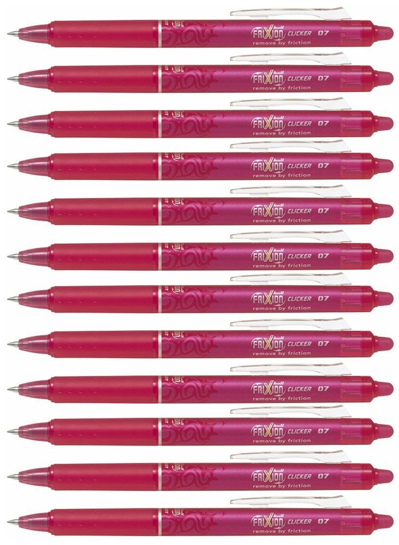 PILOT 12-Piece Frixion Clicker Erasable Ball Pen 0.7mm Tip Pink Ink  - Image 1