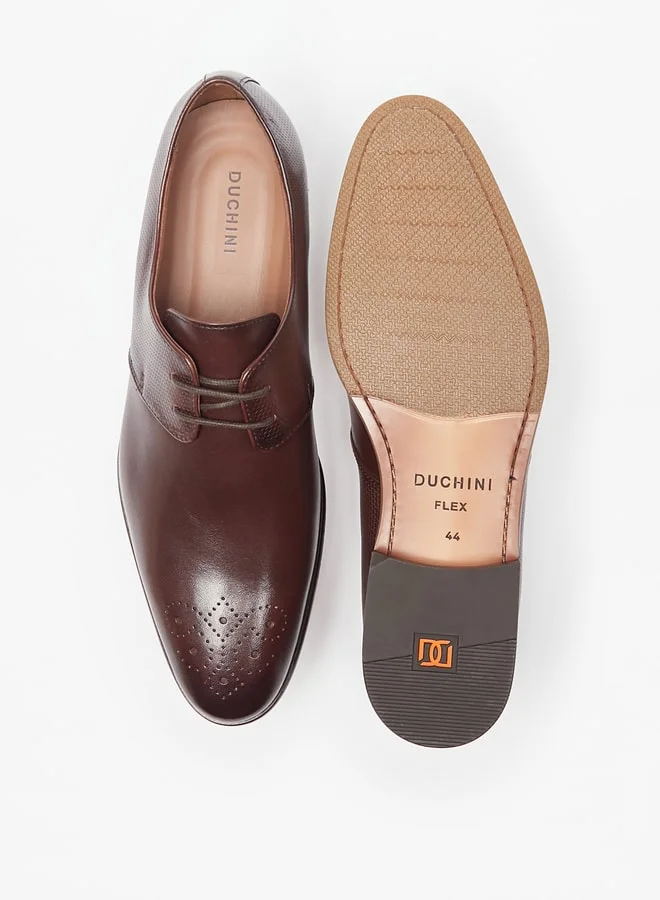 DUCHINI Men'S Textured Derby Shoes With Lace-Up Closure