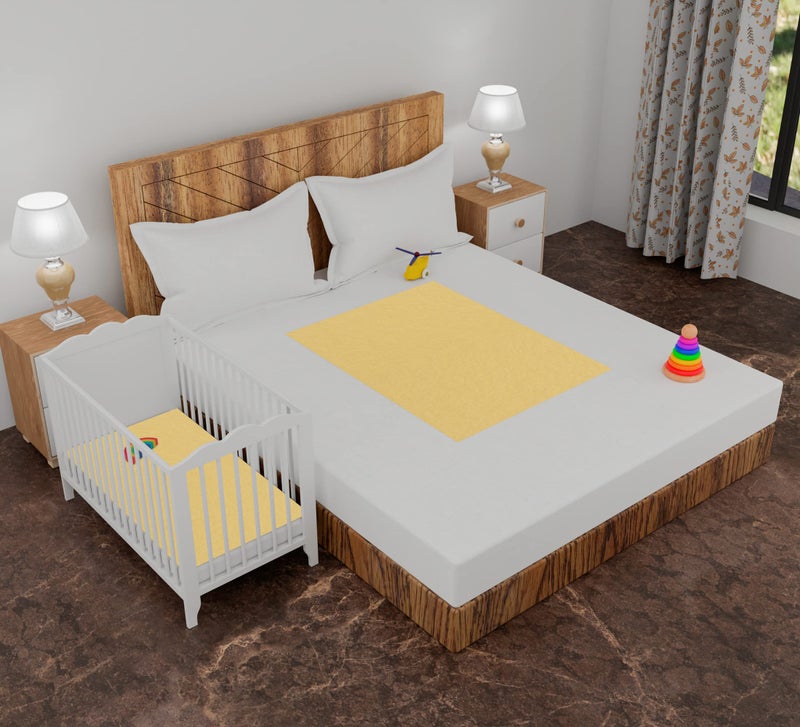 AJISH Baby Bed Protector Reusable, 100% Waterproof High Absorbent Faster Dry Sheet, Soft Cotton Fabric, Best for New Born Babies & Toddler Children, 70X100CM, Yellow, Medium - Pack of 1 - Image 5