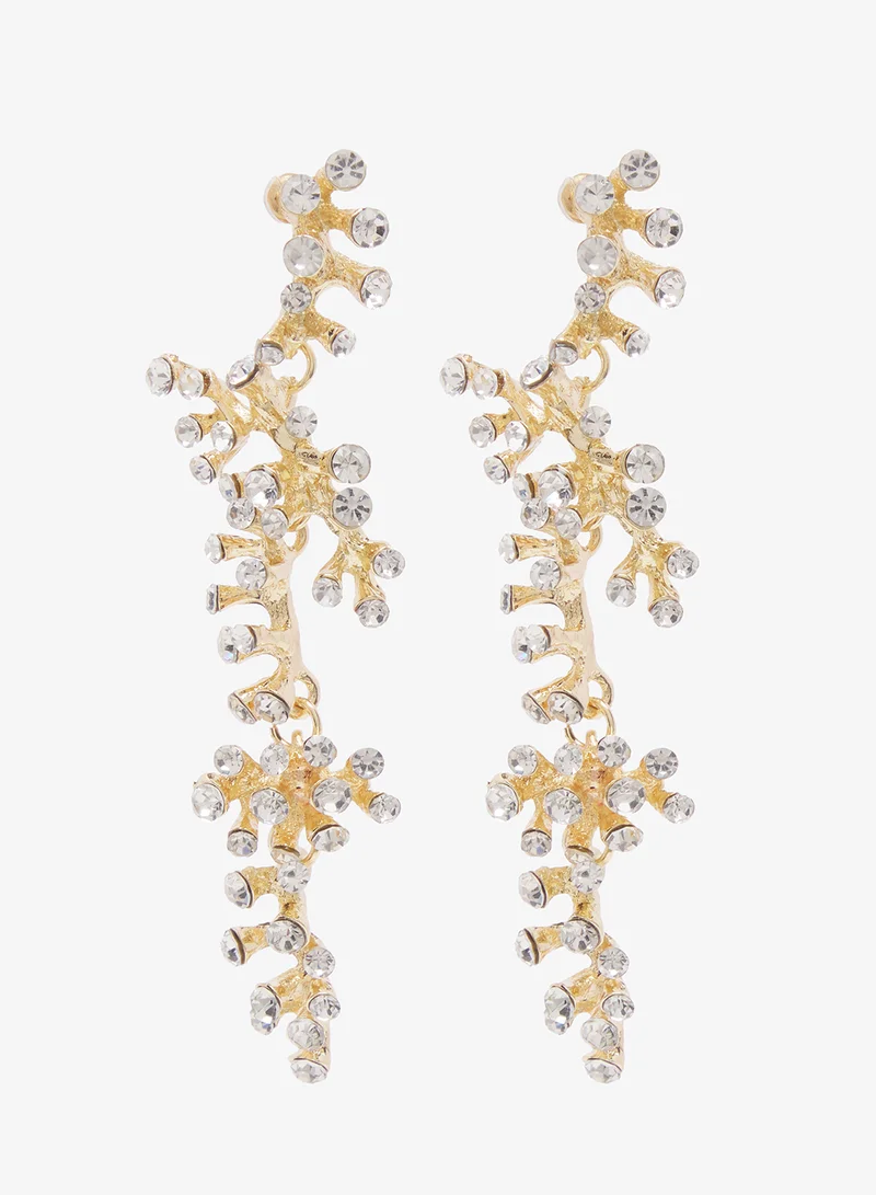 Ella Limited Edition Gold Embellished Drop Down Earrings