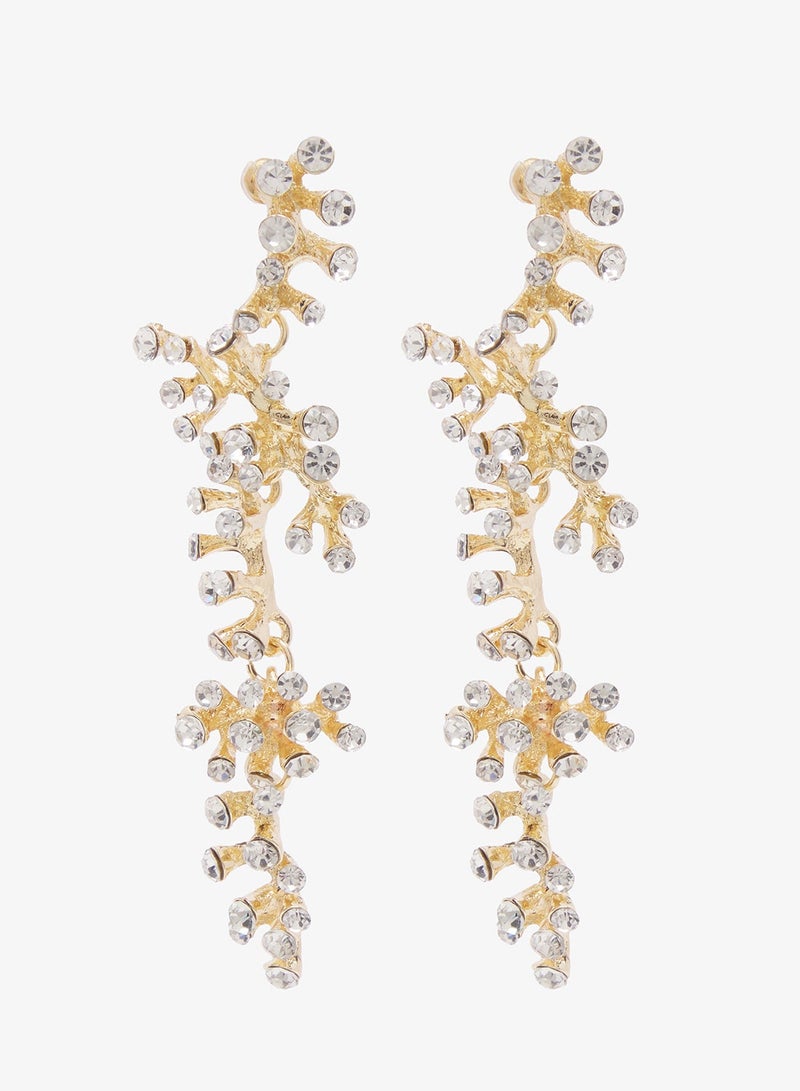 Ella Limited Edition Gold Embellished Drop Down Earrings - Image 3