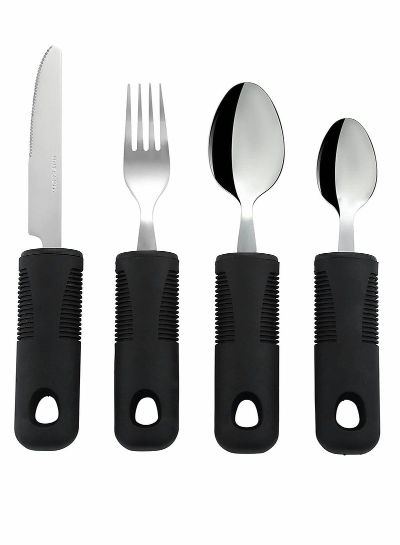 SYOSI 4 Piece Stainless Steel Cutlery Flatware Sets, Knife, Fork, Spoon, Tea Spoon Silver - Image 1