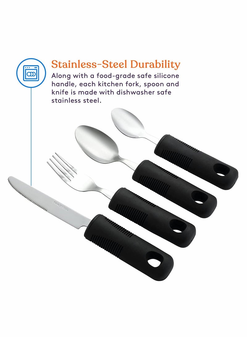 SYOSI 4 Piece Stainless Steel Cutlery Flatware Sets, Knife, Fork, Spoon, Tea Spoon Silver - Image 3