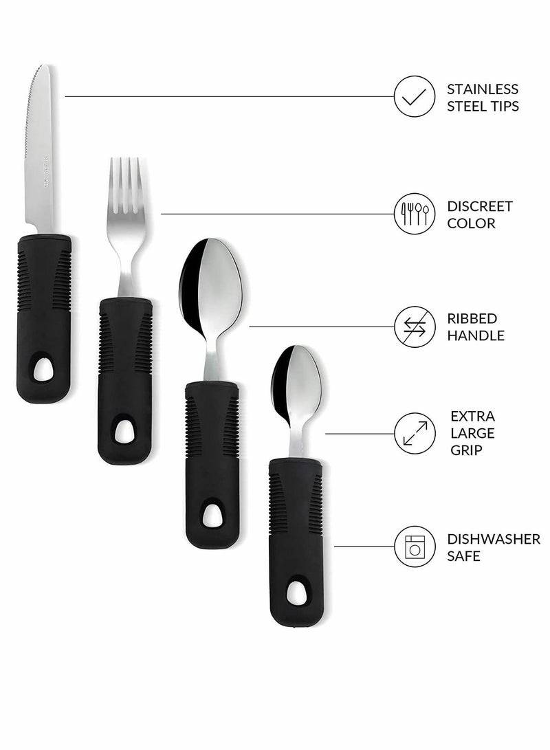 SYOSI 4 Piece Stainless Steel Cutlery Flatware Sets, Knife, Fork, Spoon, Tea Spoon Silver - Image 5