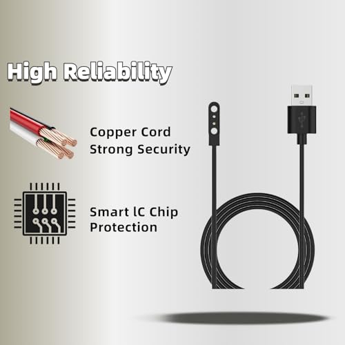 QHBAMD شاحن QHBAMD متوافق مع CMF بواسطة Nothing Watch Pro بديل كابل الشحن متوافق مع CMF Watch Pro 2 D395 ساعة ذكية كابلات 3.3 قدم/1 متر - Image 4