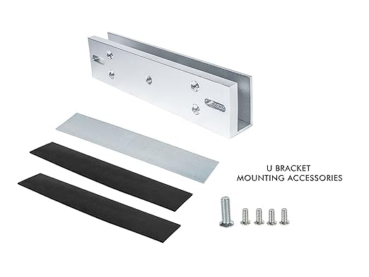 JK VISION U Bracket EM Lock for Frameless Glass Door,Suitable for in/Out Swing Door,for 600lbs EM Lock, Silver Polished Finish, Aluminum Alloy U Bracket for Home/Office/Factory/School, Access Control - Image 2