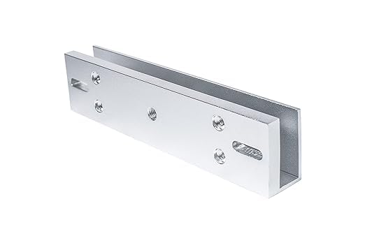 JK VISION U Bracket EM Lock for Frameless Glass Door,Suitable for in/Out Swing Door,for 600lbs EM Lock, Silver Polished Finish, Aluminum Alloy U Bracket for Home/Office/Factory/School, Access Control - Image 1