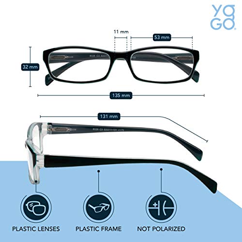 Yogo Vision Reading Glasses 5 Pairs Fashion Ladies Quality Designed Spring Hinge Readers for Women Set of Black Clear, Red Pink, Blue Light Blue, Havana Black, Transparent Black 1.5 - Image 3