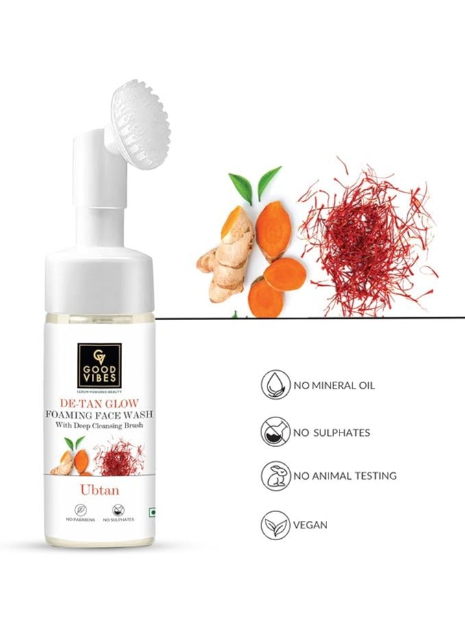 Good Vibes Ubtan Insta Glow Foaming Face Wash Built-In Deep Cleansing Brush For All Skin Types Deeply Clean Skin Pores With Turmeric, Saffron, Vitamin B3 - No Parabens, Sulphates & Mineral Oil (150ml) - Image 5