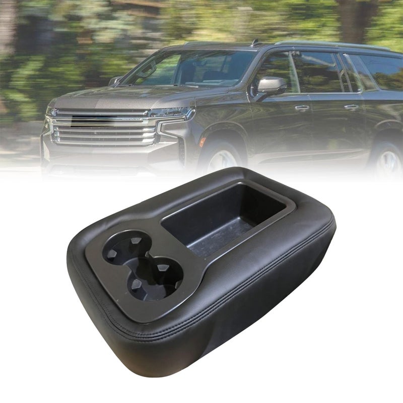 Priprilod Black Leather Center Console Jump Armrest Cover Fit for Chevy Silverado Tahoe Suburban Avalanche GMC Sierra Yukon XL 2007 2008 2009 2010 2011 2012 2013 with Zipper Designonly Leather - Image 2