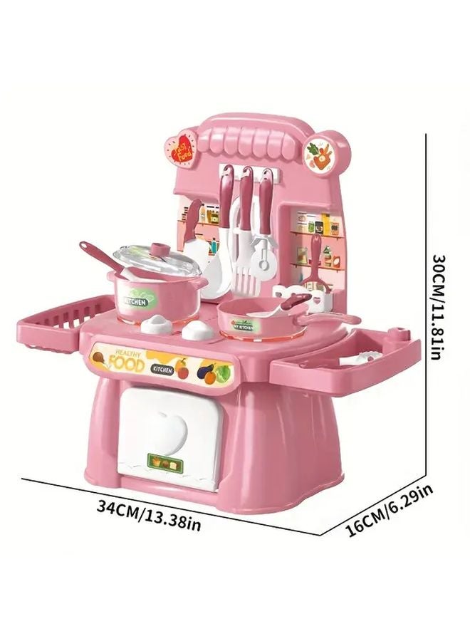 40Pcs Pink Pretend Play Kitchen Toys Vegetable Fruit Set Role Play Gift for Girls Aged 3 Plus - Image 3