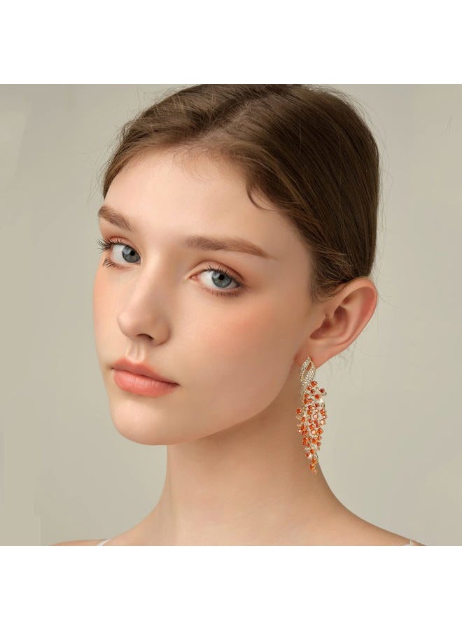 Jucoicu Flower Cubic Zirconia Earrings, Accessories for Women, Dangle Drop Earring, Brass Cubic Zirconia, created zircon gemstone - Image 5