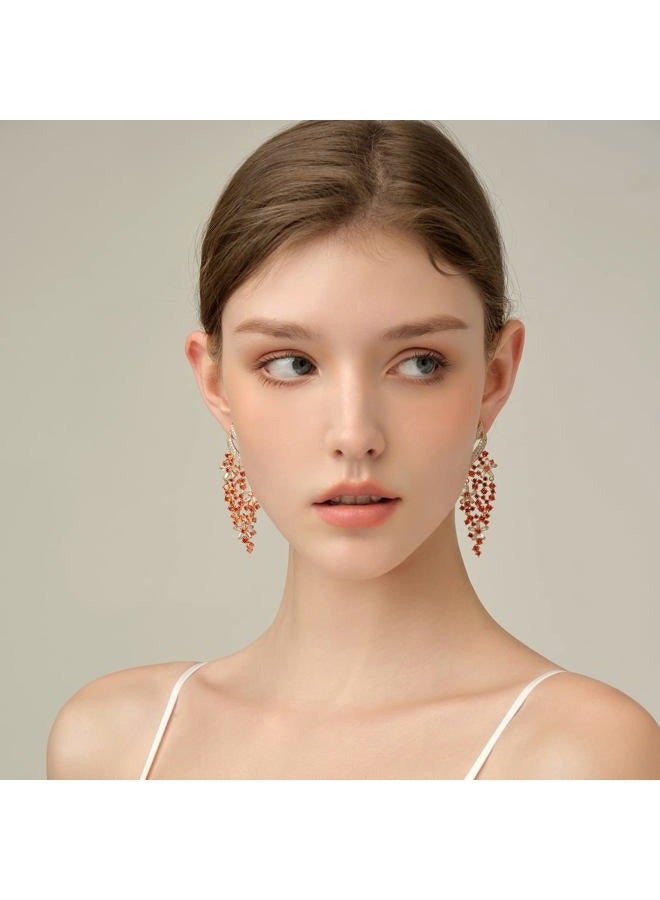 Jucoicu Flower Cubic Zirconia Earrings, Accessories for Women, Dangle Drop Earring, Brass Cubic Zirconia, created zircon gemstone - Image 4