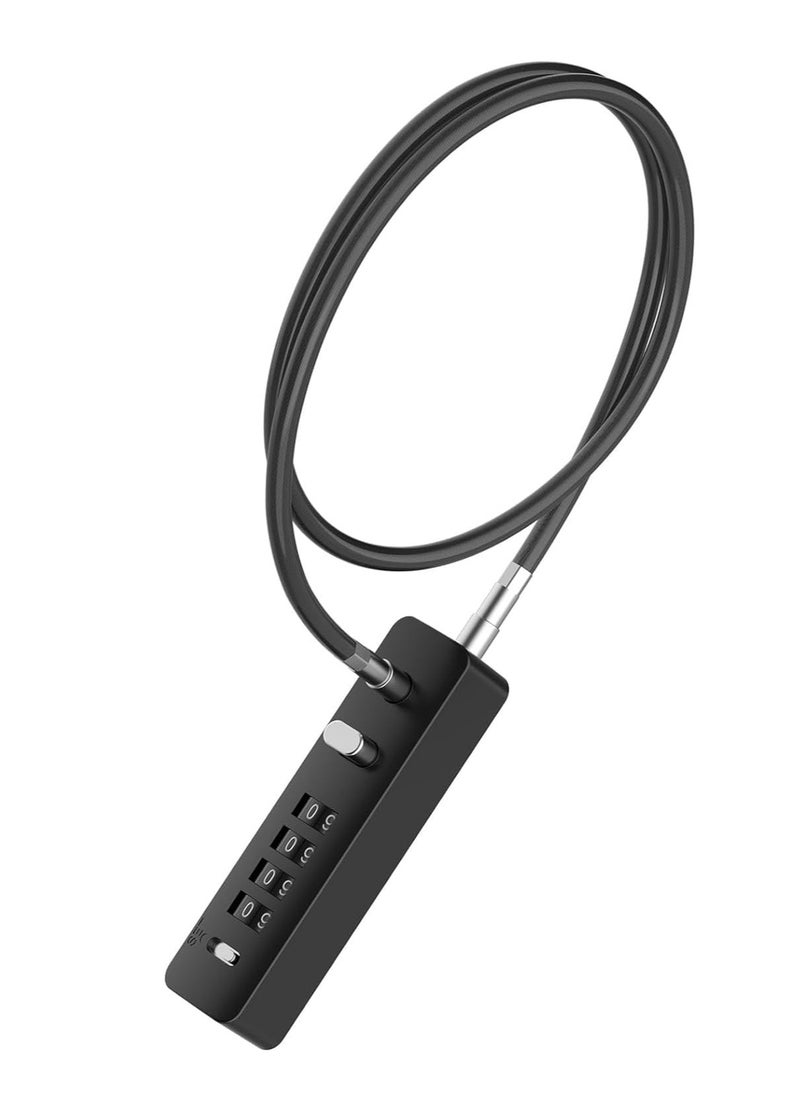 SYOSI Combination Lock Cable Security Steel Cable Luggage Lock Weatherproof with Resettable Code, Braided Steel Coated Anti-Theft Cable Lock, Luggage Suitcase Gun Case Toolbox Helmet Black 2.3Feet 5 mm  - Image 1