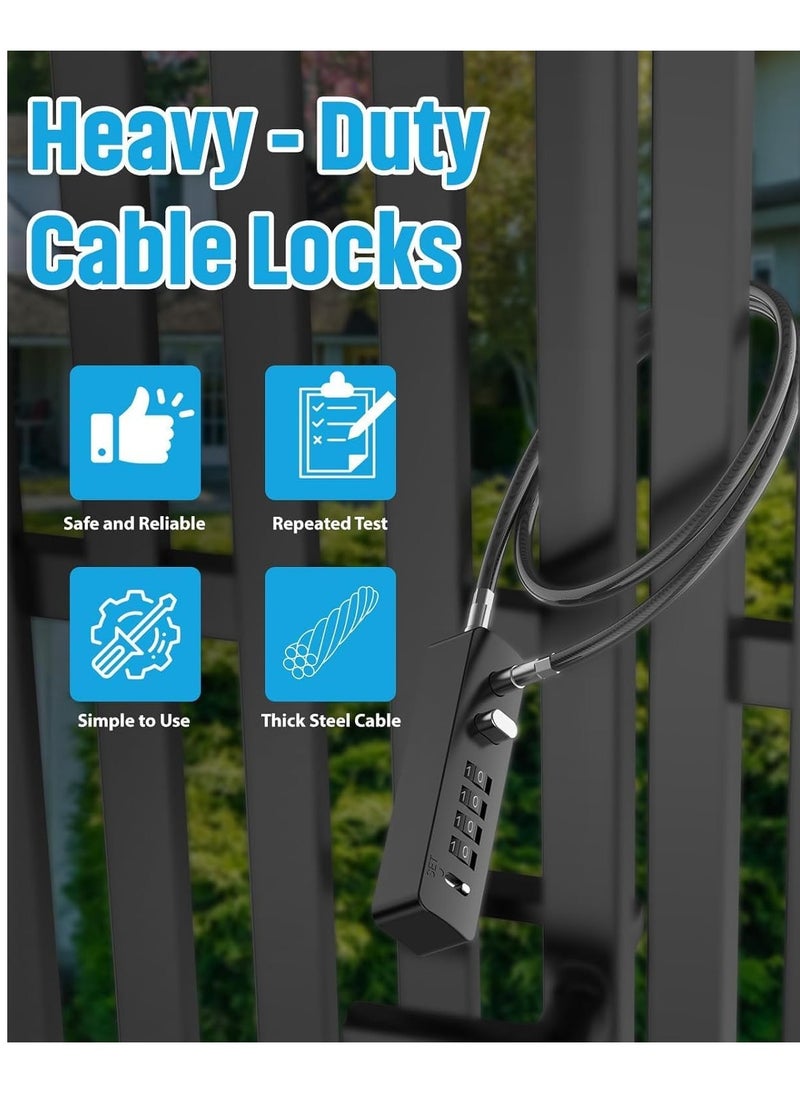 SYOSI Combination Lock Cable Security Steel Cable Luggage Lock Weatherproof with Resettable Code, Braided Steel Coated Anti-Theft Cable Lock, Luggage Suitcase Gun Case Toolbox Helmet Black 2.3Feet 5 mm  - Image 3