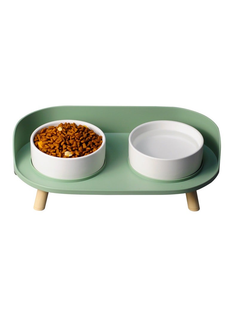 عام السيراميك القط وعاء القط الغذاء حوض القط الغذاء وعاء الكلب وعاء الشرب القمر نصف وعاء مزدوج حماية عنق الرحم العمود الفقري الحيوانات الأليفة وعاء الإمدادات - Image 1