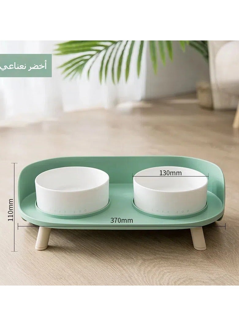 عام السيراميك القط وعاء القط الغذاء حوض القط الغذاء وعاء الكلب وعاء الشرب القمر نصف وعاء مزدوج حماية عنق الرحم العمود الفقري الحيوانات الأليفة وعاء الإمدادات - Image 3