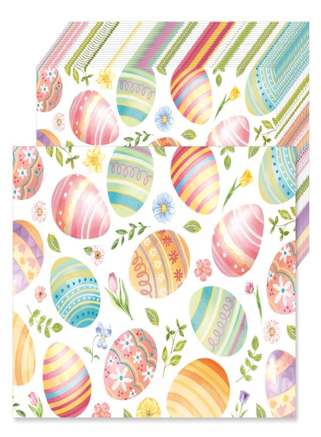 KOPOOEOE 50 Pcs Easter Eggs Paper Placemats, 11x16 Inch Eggs and Flowers Disposable Placemats Spring Seasonal Table Mats for Party Kitchen Dining Decoration - Image 1