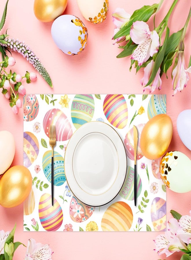 KOPOOEOE 50 Pcs Easter Eggs Paper Placemats, 11x16 Inch Eggs and Flowers Disposable Placemats Spring Seasonal Table Mats for Party Kitchen Dining Decoration - Image 4