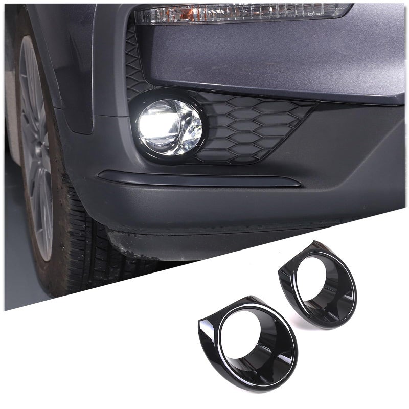 HIRUFAIT HIRUFAIT 2PCS Car Front Fog Lights Ring Cover Trim for Honda Pilot 2019-2022, ABS Material Automotive Front Bumper Driving Fog Lamp Light Decorative Frame Accessories, Black - Image 1