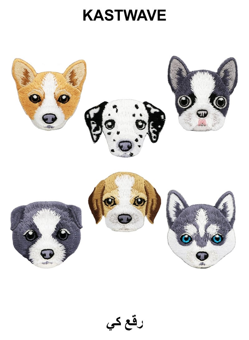 KASTWAVE Embroidered Iron on Patches, 6 Pcs Pet Dog Cute Sew On Applique Patches for Clothing, Patch for Clothing Sew On Set, Iron on Patches for Jeans Clothing Hats Bags Arts Crafts - Image 1