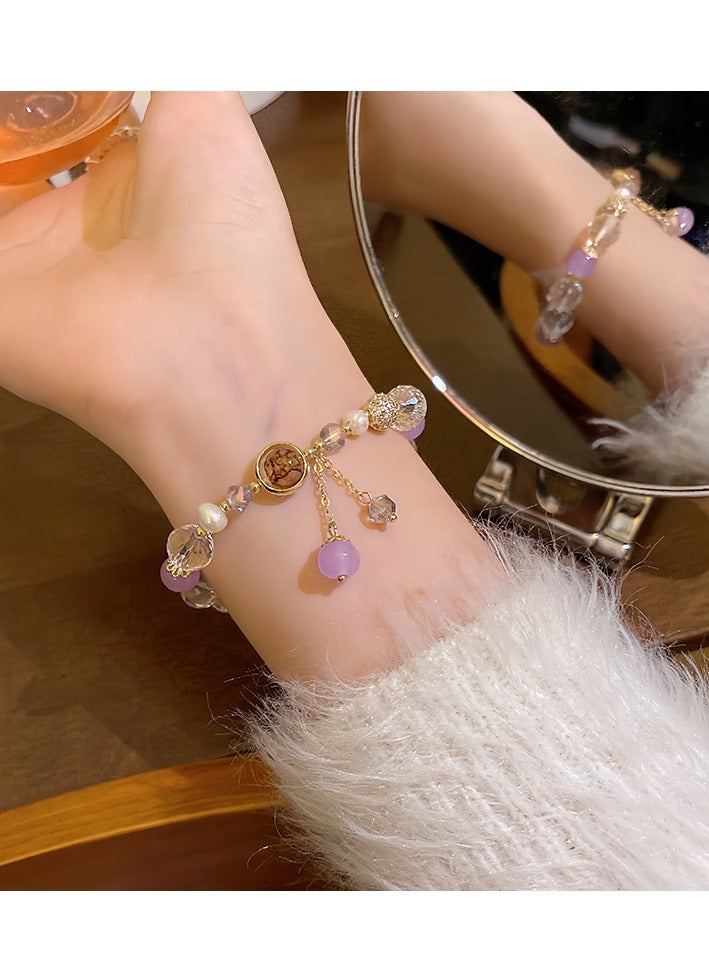 سوار زجاجي كريستالي للنساء مع سحر لطيف وأساور مرصعة بالكريستال، هدايا مجوهرات عصرية - Image 1