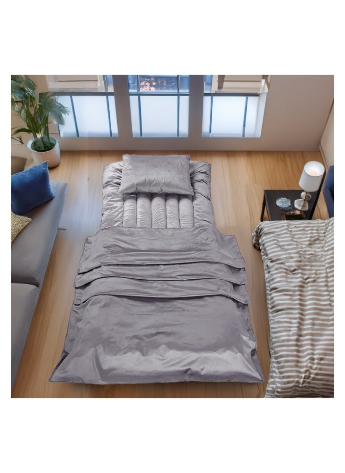 SMART HOME The 4-in-1 guest package consists of a mattress, a light blanket, a pillow, and an elegant bag. A soft velvet package made of high-quality materials. A single-person natural cotton mattress measuring 200x90 x10 cm.  - Image 1