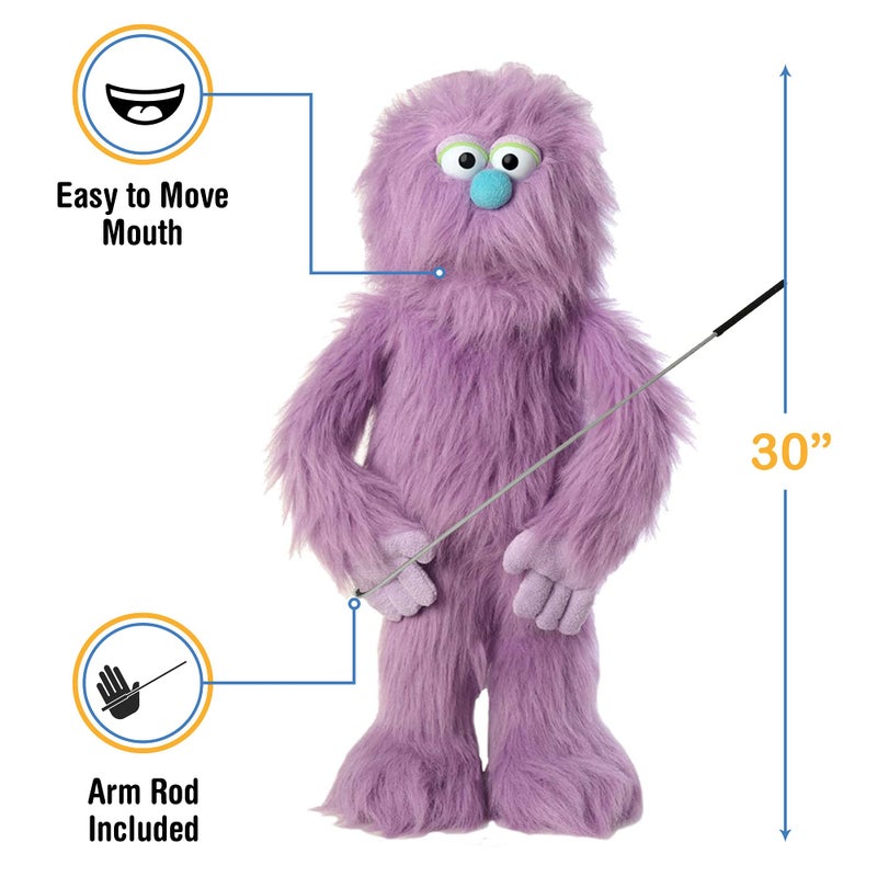 Silly Puppets دمية وحش بنفسجي 30 بوصة، دمية كاملة الجسم بأسلوب فن التحدث من البطن - Image 3