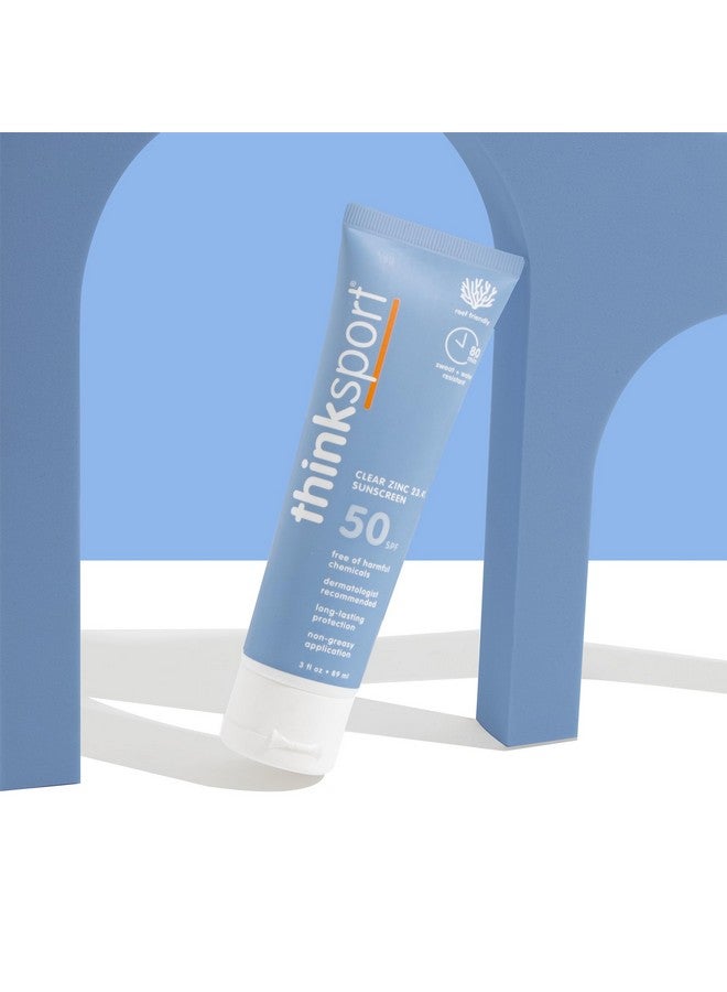 ثينك واقي شمس معدني من ثينك سبورت، عامل حماية من الشمس 50، واقي شمس شفاف من أكسيد الزنك، 3 أونصة سائلة، طبيعي، مقاوم للماء، آمن على الشعاب المرجانية، واقي شمس واسع الطيف من الأشعة فوق البنفسجية الطويلة والمتوسطة، حجم مناسب للسفر - Image 5