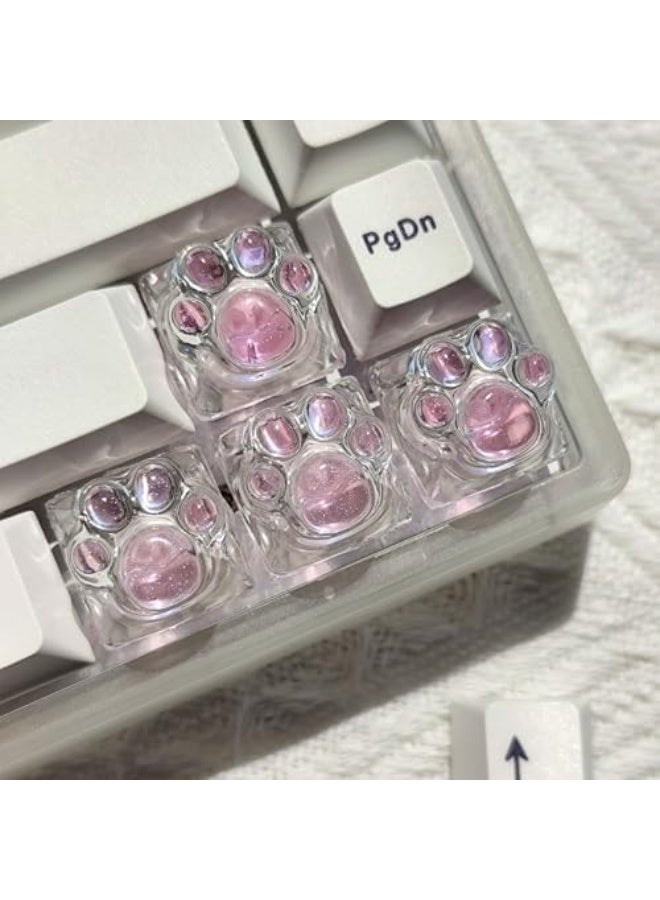 مفتاح قطة لطيف مع غراء يقطر مفاتيح خلفية مضاءة لمفاتيح ESC ومفتاح السهم بديل لمفاتيح Cherry MX للوحة المفاتيح الميكانيكية المخصصة للألعاب (4 مفاتيح وردية شفافة) - Image 5