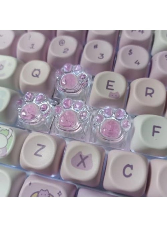 مفتاح قطة لطيف مع غراء يقطر مفاتيح خلفية مضاءة لمفاتيح ESC ومفتاح السهم بديل لمفاتيح Cherry MX للوحة المفاتيح الميكانيكية المخصصة للألعاب (4 مفاتيح وردية شفافة) - Image 4