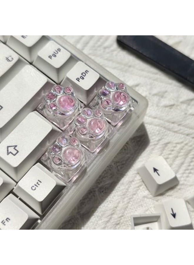 مفتاح قطة لطيف مع غراء يقطر مفاتيح خلفية مضاءة لمفاتيح ESC ومفتاح السهم بديل لمفاتيح Cherry MX للوحة المفاتيح الميكانيكية المخصصة للألعاب (4 مفاتيح وردية شفافة) - Image 3