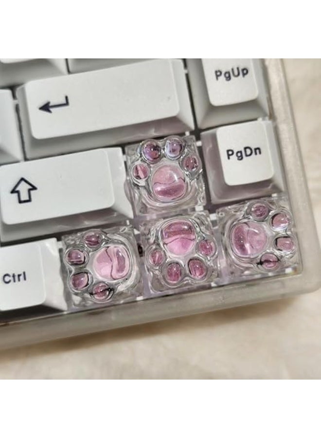 مفتاح قطة لطيف مع غراء يقطر مفاتيح خلفية مضاءة لمفاتيح ESC ومفتاح السهم بديل لمفاتيح Cherry MX للوحة المفاتيح الميكانيكية المخصصة للألعاب (4 مفاتيح وردية شفافة) - Image 1