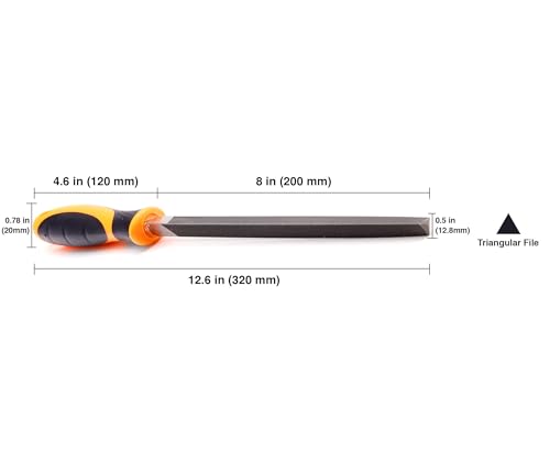 FINDER Bastard Cut Mill File, 8" Triangle File with High Carbon Hardened Steel, Ergonomic Grip, Comfortable Handle, Hand File for Filing or Trimming Holes Ideal for Wood, Metal, Plastic - Image 3