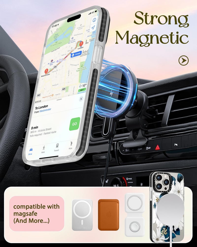 Lotadilo for iPhone 15 Pro Max Case for Women - Cute Kawaii Design Girls Compatible with Magsafe Magnetic Ring Holder Stand Blue Flower Phone Covers Aesthetic Girly TPU Funda for 15 Pro Max - Image 5