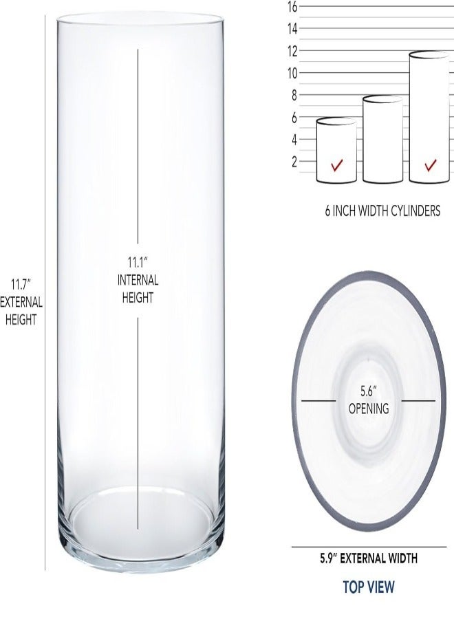 Clear Glass Cylinder Vase – 30cm Tall x 15cm Wide Flower Vase for Centerpieces, Weddings, Events & Home Decor – Large Decorative Table Vase for Floral Arrangements & Candles  - Image 3