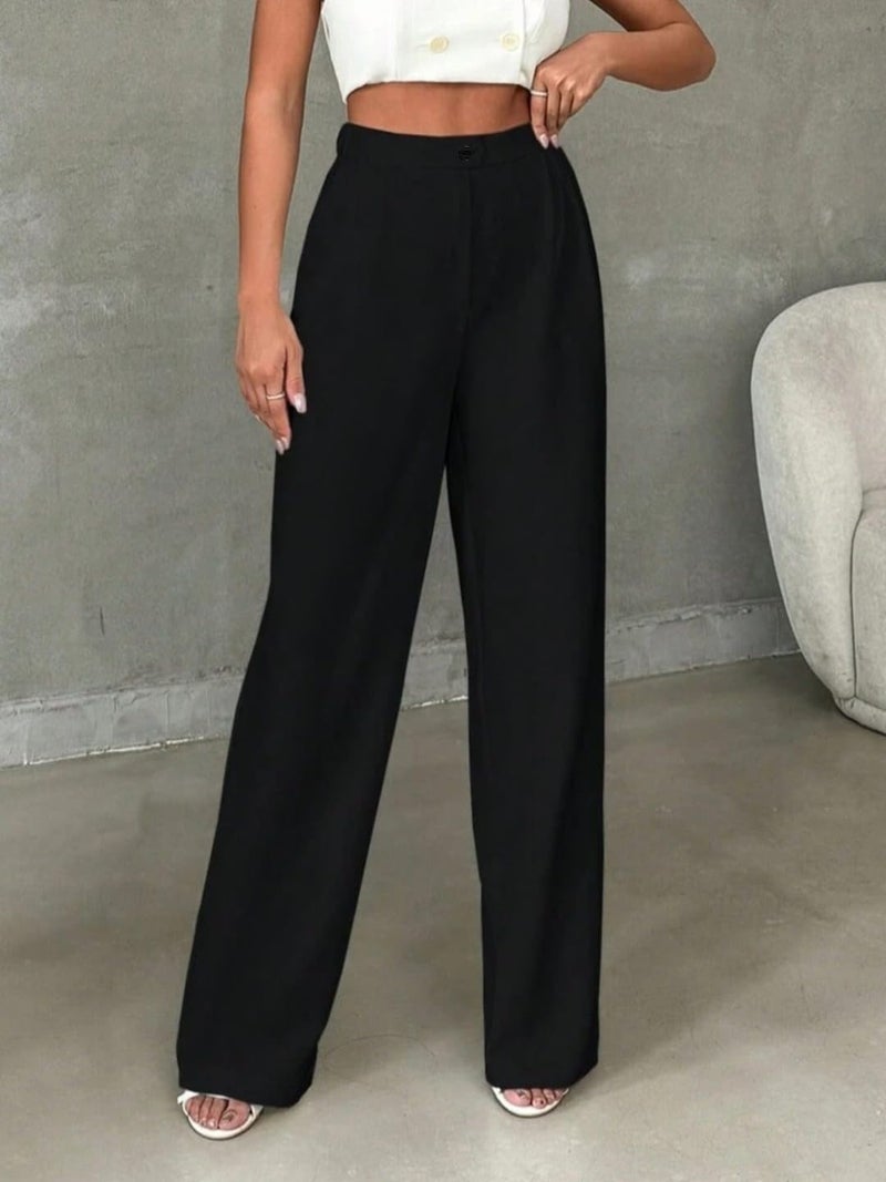 Toochki Trousers for Woman Pants Women's Formal Office Korean | Black Track Pant | Straight | Cotton Spandex Stretchable Trouser | High-Waisted Bottom Wear - Image 2