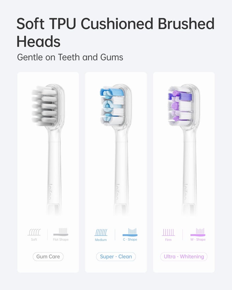 Laifen Cushioned Toothbrush Heads 6 Pack, New 2025 Version Replacement Heads Compatible with Wave/Wave Special Electric Toothbrush (Super-Clean) - Image 5