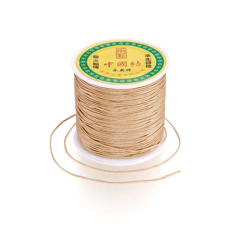 100 Yards 08mm Braided Nylon Crafting Thread Chinese Knotting Beading String Macrame Cord Rope for Necklace Bracelet Jewelry Craft Making Burlywood