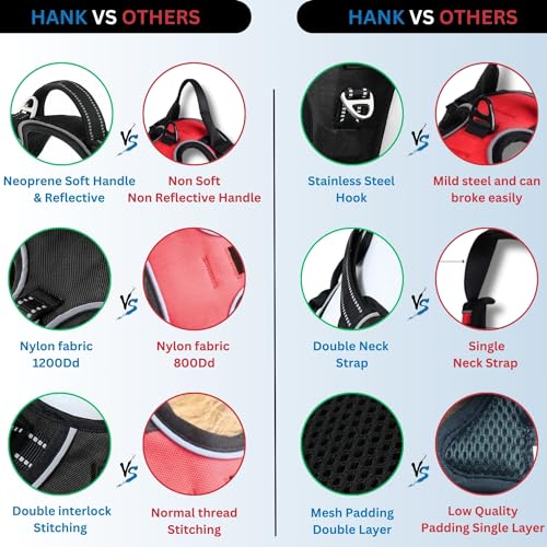 HANK Dog Harness | 3M Reflective Strap | Dog Body Vest for Medium Dogs | Soft Comfortable Padded | Anti Pull Harness for Walking, Training (Orange - Grey - M (14-22Kg) - Image 4