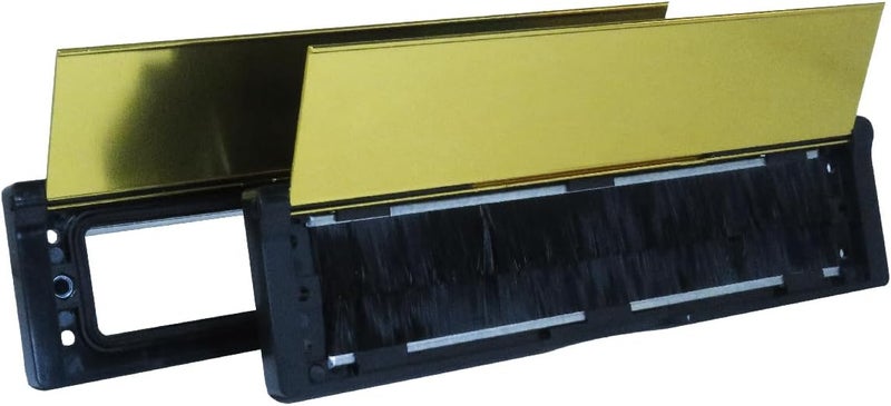 Draft Dodger 12"" Insulated Universal Telescopic Polished Gold Flap on Black Frame Mail Slot Mailbox - Image 3