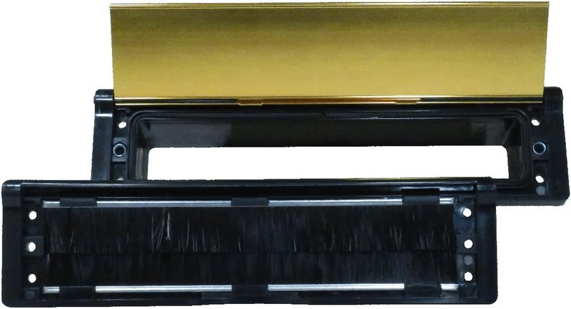Draft Dodger 12"" Insulated Universal Telescopic Polished Gold Flap on Black Frame Mail Slot Mailbox - Image 4