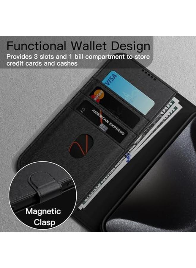 Jetech Wallet Case For Iphone 15 Pro 6.1 Inch Shockproof Pu Leather Magnetic Flip Cover With Card Holder Stand Feature And Full Camera Protection Black Titanium - Image 3