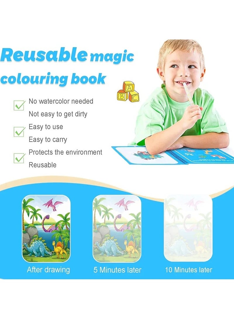 مجموعة 6 كتب تلوين بالماء السحرية – كتب تلوين تعليمية قابلة لإعادة الاستخدام للأطفال – مع قلم مائي – تصميم الفضاء – لعبة تعليمية خالية من الفوضى للأولاد والبنات - Image 2