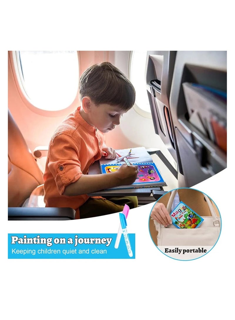 مجموعة 6 كتب تلوين بالماء السحرية – كتب تلوين تعليمية قابلة لإعادة الاستخدام للأطفال – مع قلم مائي – تصميم الفضاء – لعبة تعليمية خالية من الفوضى للأولاد والبنات - Image 3