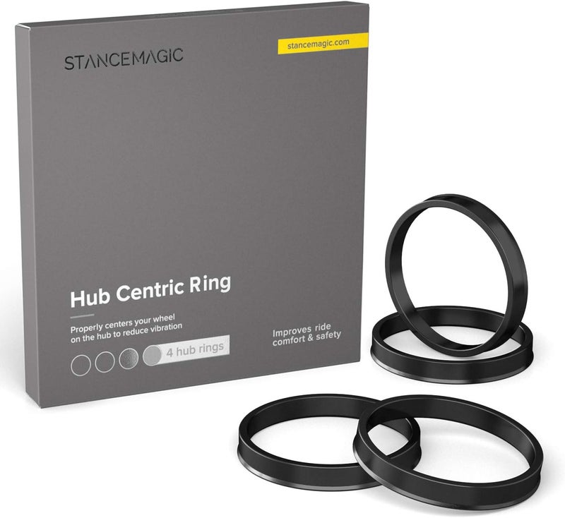 StanceMagic Hubcentric Rings (Pack of 4) - 71.5mm ID to 78.1mm OD - Black Poly Carbon Plastic Hubrings - Compatible with Jeep Dodge Chrysler with 71.5mm Hubs and 78.1mm Bore Wheels - Image 1