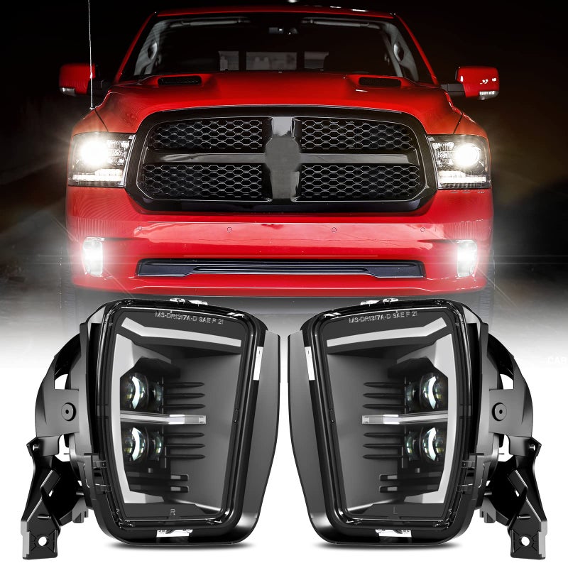 BICYACO LED Fog Lights with DRL Compatible with 2013-2018 Dodge Ram 1500, 2019 Ram 1500 Classic, Front Bumper Lamps with Daytime Running Lights, DOT Certified, IP67 Waterproof, Black (1 Pair) - Image 1